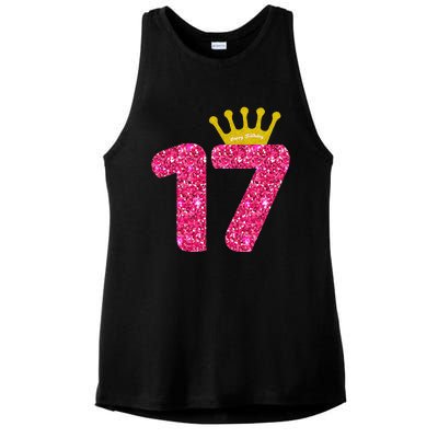 Funny 17th Party Number 17 Year Old 17th Birthday Ladies PosiCharge Tri-Blend Wicking Tank