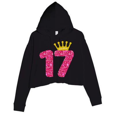 Funny 17th Party Number 17 Year Old 17th Birthday Crop Fleece Hoodie