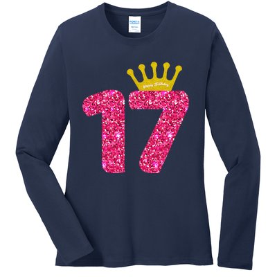 Funny 17th Party Number 17 Year Old 17th Birthday Ladies Long Sleeve Shirt