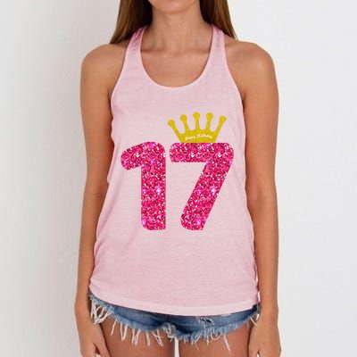 Funny 17th Party Number 17 Year Old 17th Birthday Women's Knotted Racerback Tank