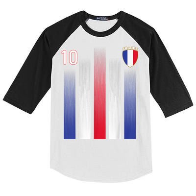 France 10 Soccer Jersey France Football Fan Soccer Kids Colorblock Raglan Jersey