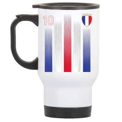 France 10 Soccer Jersey France Football Fan Soccer Stainless Steel Travel Mug