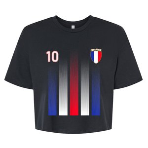 France 10 Soocer Jersey France Football Fan Soccer Bella+Canvas Jersey Crop Tee