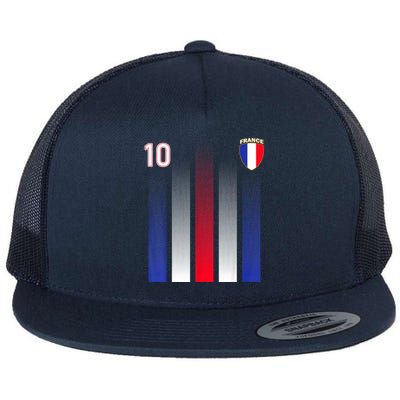 France 10 Soocer Jersey France Football Fan Soccer Flat Bill Trucker Hat