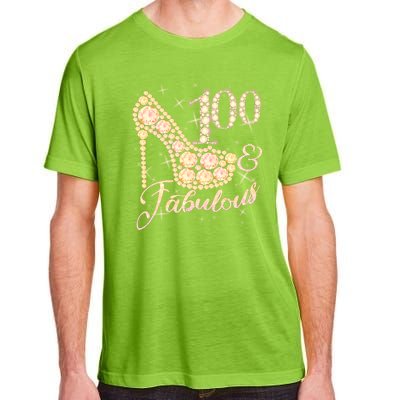 Fabulous & 100 Sparkly Heel 100th Birthday Adult ChromaSoft Performance T-Shirt