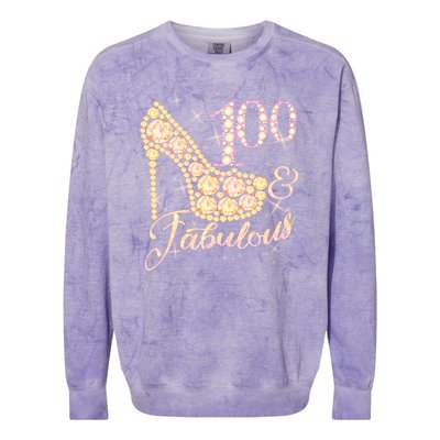 Fabulous & 100 Sparkly Heel 100th Birthday Colorblast Crewneck Sweatshirt