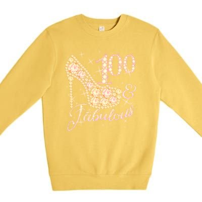 Fabulous & 100 Sparkly Heel 100th Birthday Premium Crewneck Sweatshirt