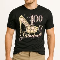 Fabulous & 100 Sparkly Heel 100th Birthday Cooling Performance Crew T-Shirt