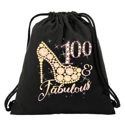 Fabulous & 100 Sparkly Heel 100th Birthday Drawstring Bag