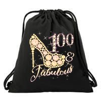 Fabulous & 100 Sparkly Heel 100th Birthday Drawstring Bag