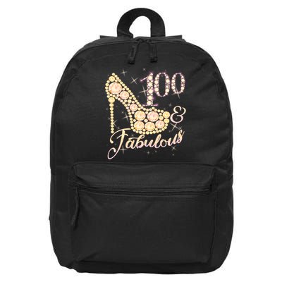 Fabulous & 100 Sparkly Heel 100th Birthday 16 in Basic Backpack