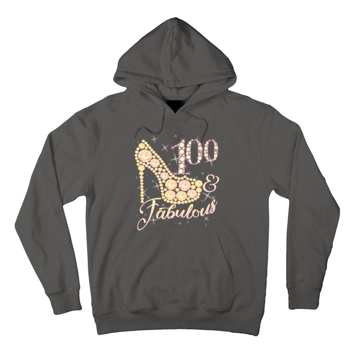 Fabulous & 100 Sparkly Heel 100th Birthday Hoodie