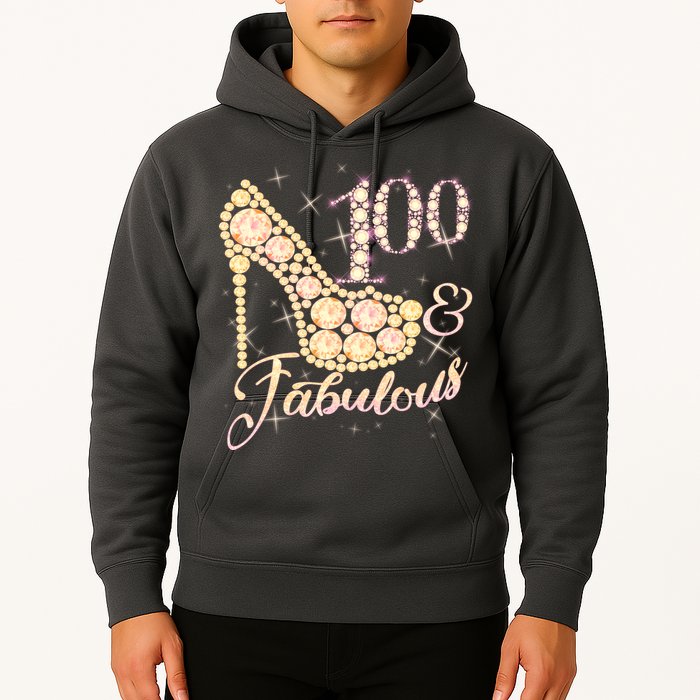 Fabulous & 100 Sparkly Heel 100th Birthday Hoodie