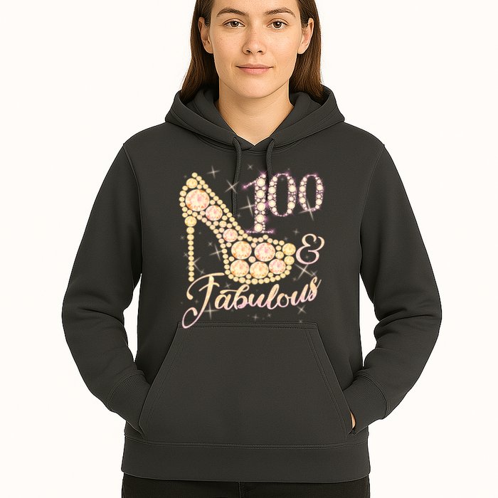 Fabulous & 100 Sparkly Heel 100th Birthday Hoodie