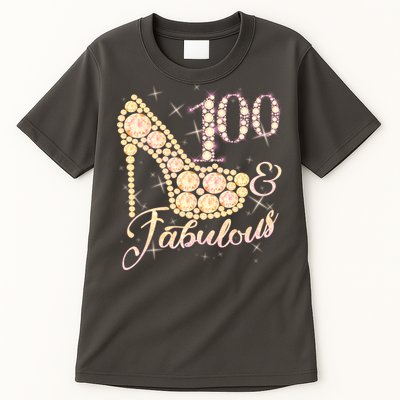 Fabulous & 100 Sparkly Heel 100th Birthday Tall T-Shirt