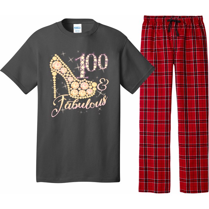 Fabulous & 100 Sparkly Heel 100th Birthday Pajama Set