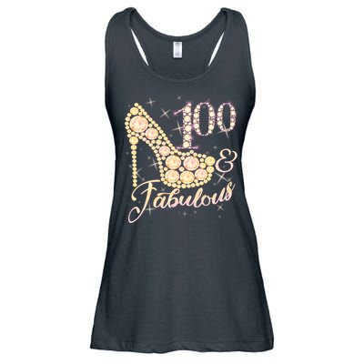 Fabulous & 100 Sparkly Heel 100th Birthday Ladies Essential Flowy Tank