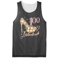 Fabulous & 100 Sparkly Heel 100th Birthday Mesh Reversible Basketball Jersey Tank