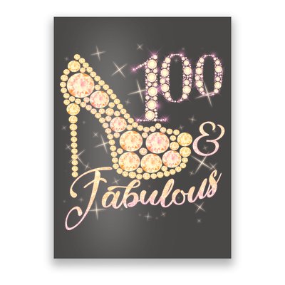Fabulous & 100 Sparkly Heel 100th Birthday Poster