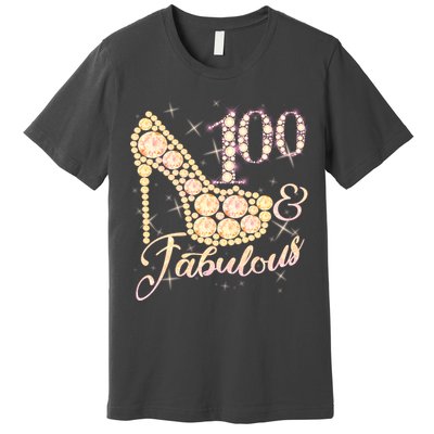 Fabulous & 100 Sparkly Heel 100th Birthday Premium T-Shirt