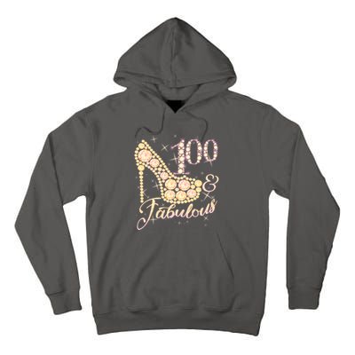 Fabulous & 100 Sparkly Heel 100th Birthday Tall Hoodie