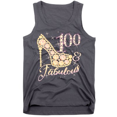 Fabulous & 100 Sparkly Heel 100th Birthday Tank Top