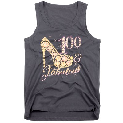 Fabulous & 100 Sparkly Heel 100th Birthday Tank Top