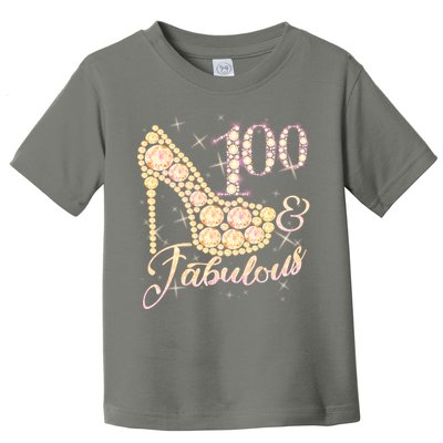 Fabulous & 100 Sparkly Heel 100th Birthday Toddler T-Shirt