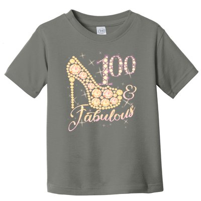 Fabulous & 100 Sparkly Heel 100th Birthday Toddler T-Shirt