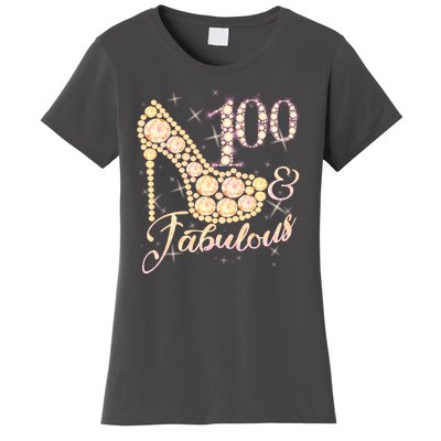 Fabulous & 100 Sparkly Heel 100th Birthday Women's T-Shirt