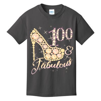Fabulous & 100 Sparkly Heel 100th Birthday Kids T-Shirt