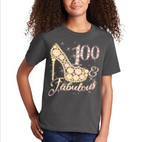 Fabulous & 100 Sparkly Heel 100th Birthday Kids T-Shirt