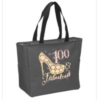 Fabulous & 100 Sparkly Heel 100th Birthday Zip Tote Bag