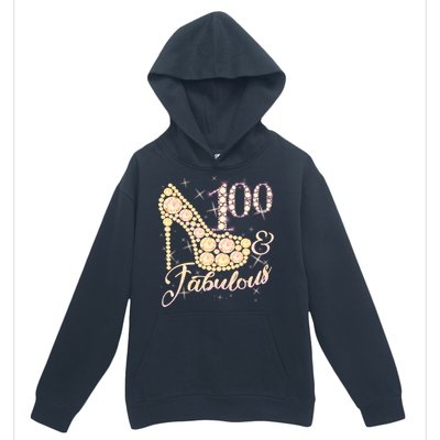 Fabulous & 100 Sparkly Heel 100th Birthday Urban Pullover Hoodie