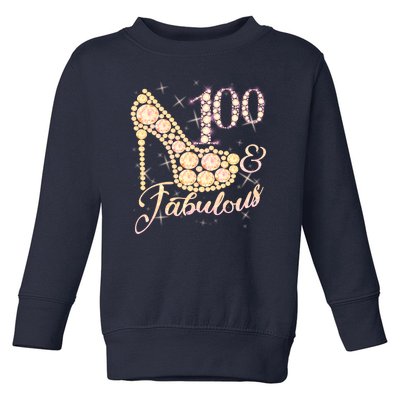 Fabulous & 100 Sparkly Heel 100th Birthday Toddler Sweatshirt