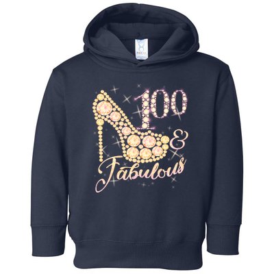 Fabulous & 100 Sparkly Heel 100th Birthday Toddler Hoodie