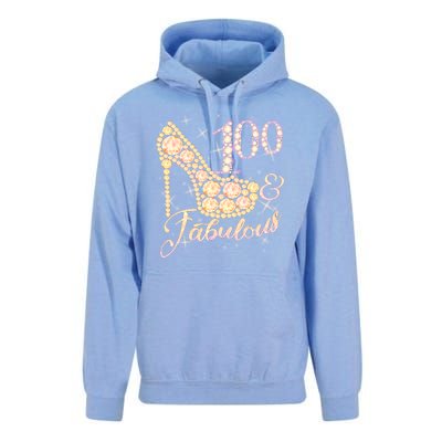 Fabulous & 100 Sparkly Heel 100th Birthday Unisex Surf Hoodie