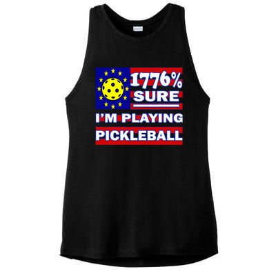 Funny 1776 Sure IM Playing Pickleball Ladies PosiCharge Tri-Blend Wicking Tank