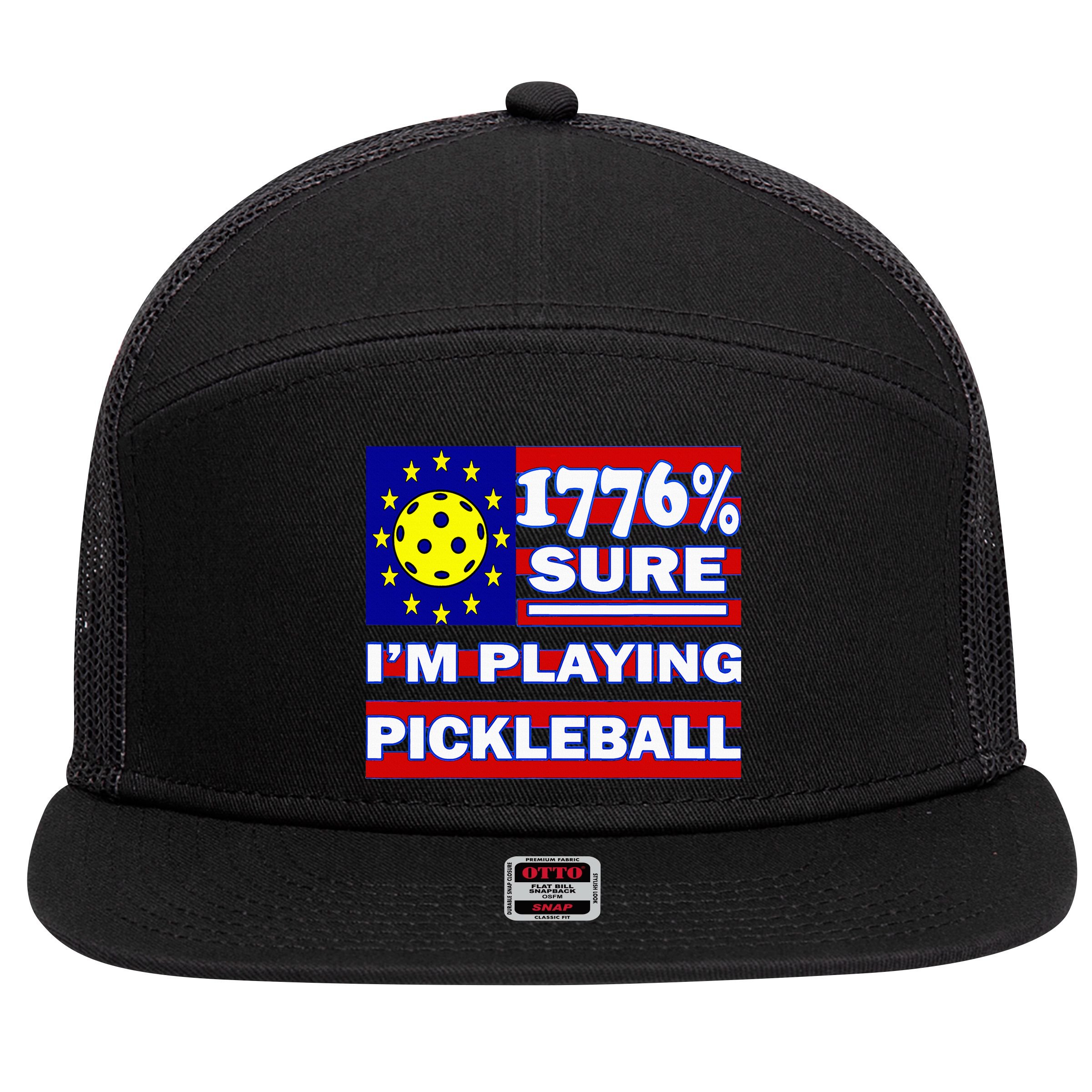 Funny 1776 Sure IM Playing Pickleball 7 Panel Mesh Trucker Snapback Hat