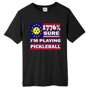 Funny 1776 Sure IM Playing Pickleball Tall Fusion ChromaSoft Performance T-Shirt