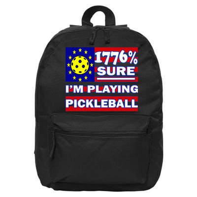 Funny 1776 Sure IM Playing Pickleball 16 in Basic Backpack