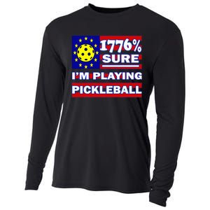 Funny 1776 Sure IM Playing Pickleball Cooling Performance Long Sleeve Crew