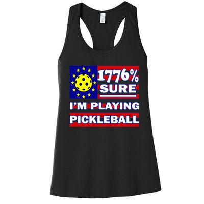 Funny 1776 Sure IM Playing Pickleball Women's Racerback Tank