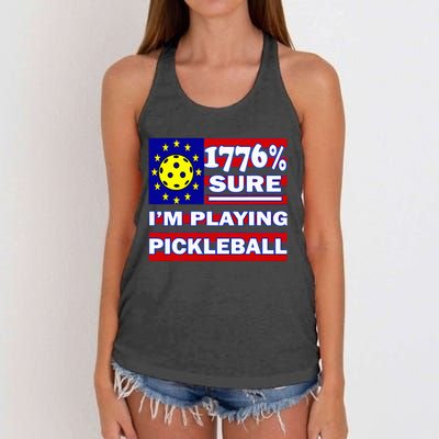 Funny 1776 Sure IM Playing Pickleball Women's Knotted Racerback Tank