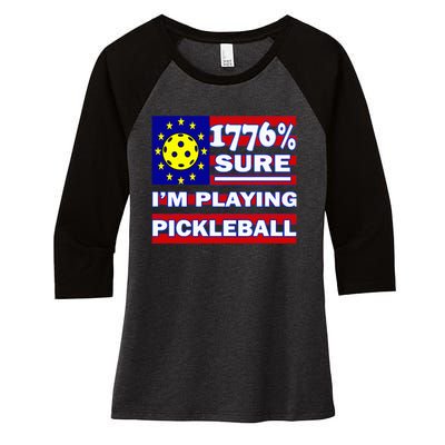 Funny 1776 Sure IM Playing Pickleball Women's Tri-Blend 3/4-Sleeve Raglan Shirt