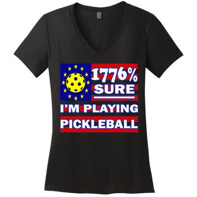 Funny 1776 Sure IM Playing Pickleball Women's V-Neck T-Shirt