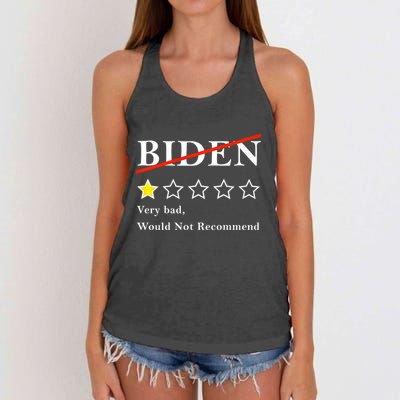 Funny 1 Star Anti Biden Very Bad Would Not Recommend Women's Knotted Racerback Tank