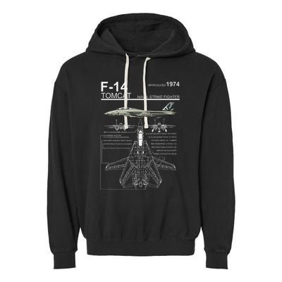 F 14 Tomcat Fighter Jet Diagram Graphic Garment-Dyed Fleece Hoodie