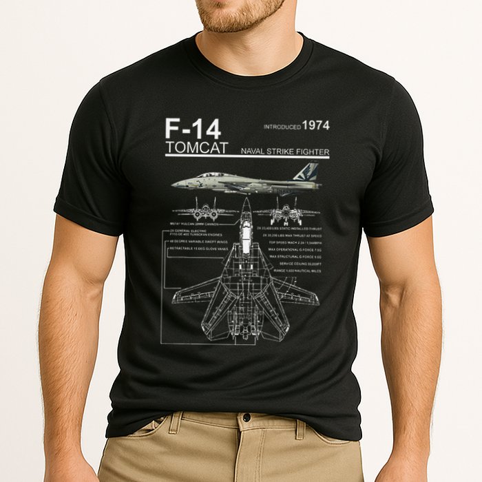 F 14 Tomcat Fighter Jet Diagram Graphic Performance Shirt