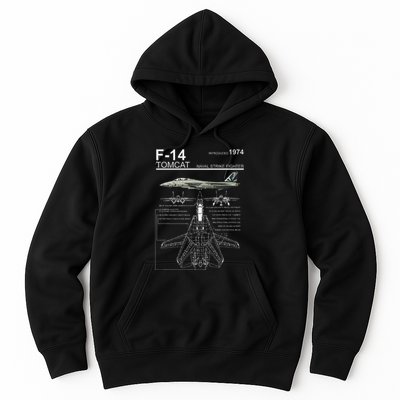 F 14 Tomcat Fighter Jet Diagram Graphic Hoodie